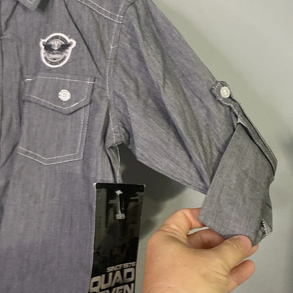 Quad Seven Boys Long Sleeve Button Down Shirt Size 7 - Picture 9 of 10